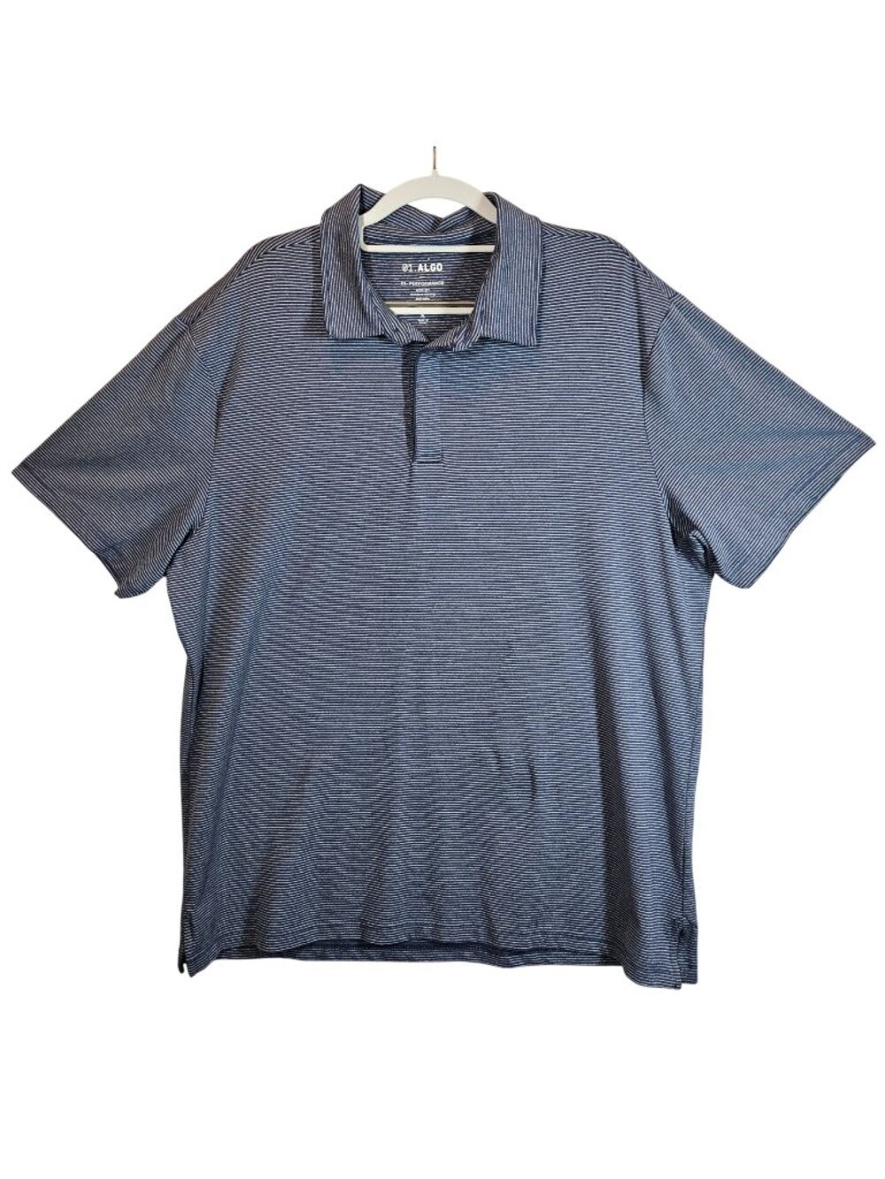 01. Algo Polo Shirt Mens XL Performance Navy Stripe office golf athliesure
